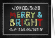 Merry & Bright Daughter & Son in Law Christmas - Colorful Chalkboard card