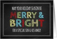 Merry & Bright Son & Family Christmas - Colorful Chalkboard card