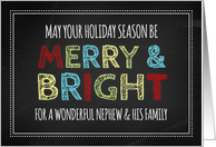 Merry & Bright Nephew & Family Christmas - Chalkboard card