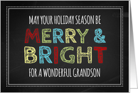 Merry & Bright Grandson Christmas - Chalkboard card