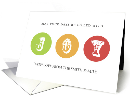 Joy Happy Holidays Christmas Card - Modern Circles -... (1325890)