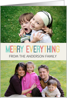 Merry Everything Colorful Christmas Card Custom Name Photo card
