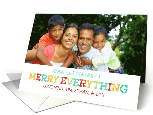 Merry Everything Christmas Card Custom Name Photo card (1328316)