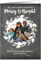 Rustic Chalkboard Christmas We’ve Moved Photo Card