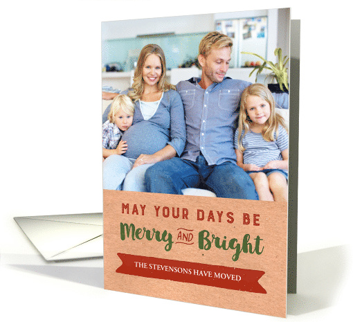 Christmas Red Green Kraft Paper We've Moved Photo card (1404506)