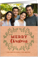 Vintage Christmas Kraft Paper We’ve Moved Photo Card