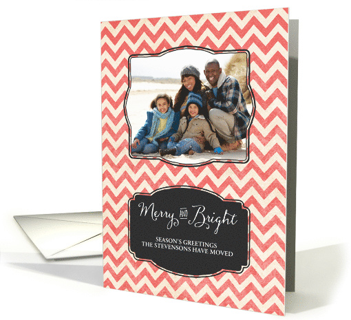 Vintage Chevron Christmas Chalkboard We've Moved Photo card (1404514)