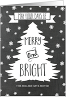 We’ve Moved Christmas Chalkboard Tree Custom Name Card