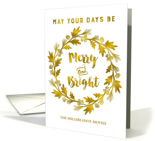 Gold Effect Wreath We've Moved Christmas Custom Name card (1404530)