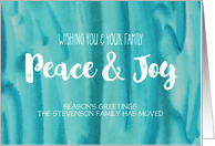 Teal Watercolor We’ve Moved Christmas Custom Name Card