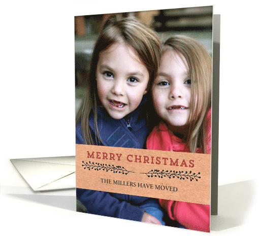 Merry Christmas Kraft Paper New Address Custom Photo card (1404684)