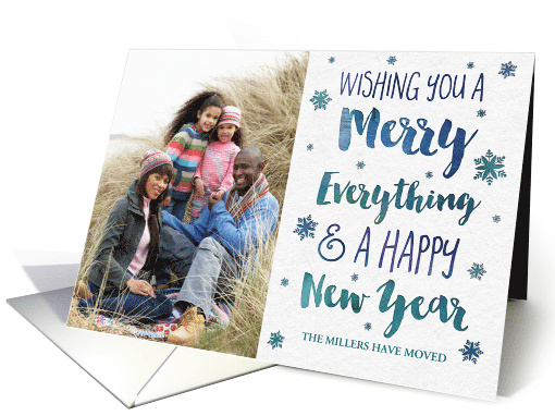 Merry Everything Watercolor New Address Custom Photo card (1404690)
