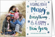 Merry Everything Watercolor New Address Custom Photo Card