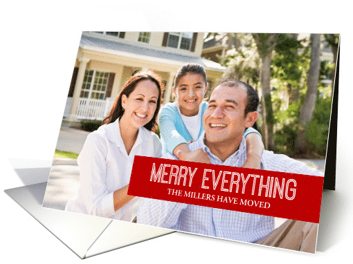 Red Merry Everything New Address Custom Photo card (1404702)