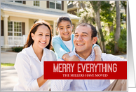 Red Merry Everything New Address Custom Photo Card