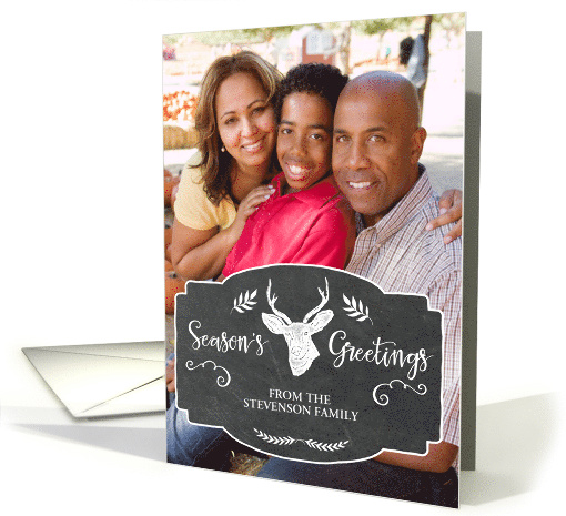 Rustic Chalkboard Deer Christmas Custom Photo card (1404746)