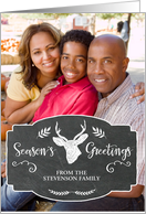 Rustic Chalkboard Deer Christmas Custom Photo Card