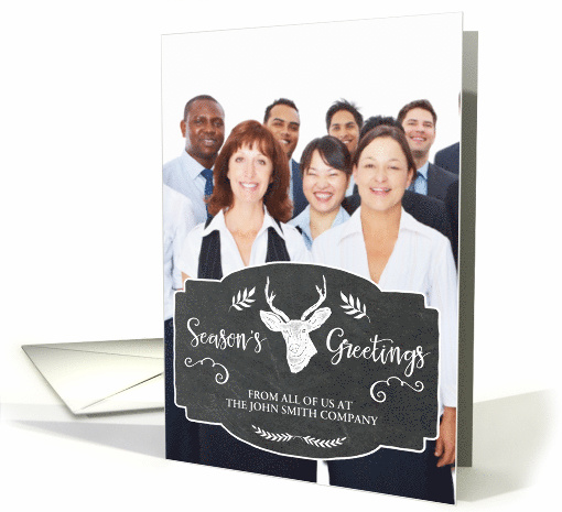 Rustic Chalkboard Deer Business Christmas Custom Photo card (1404748)