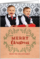 Kraft Paper Vintage Christmas Custom Family Photo Card