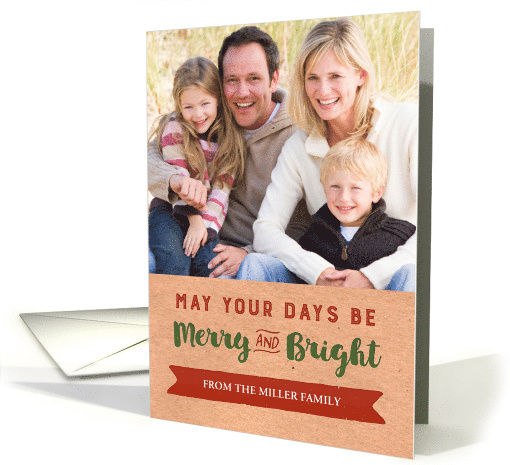 Vintage Rustic Kraft Paper Family Christmas Photo card (1406544)
