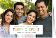 Modern Colorful Merry and Bright Christmas Photo Card