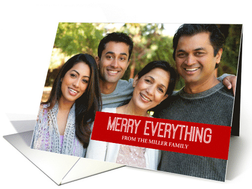 Modern Red Merry Everything Christmas Photo card (1406658)
