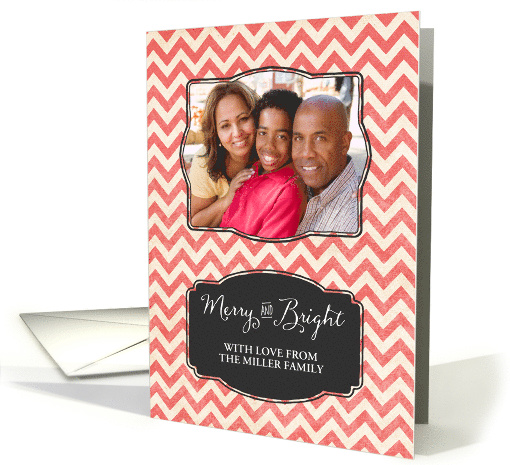 Retro Chevron Chalkboard Vintage Christmas Photo card (1406670)