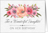 Pink Watercolor Flowers Rustic Daughter Birthday Card
