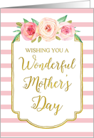 Mother’s Day Vintage Gold Pink Flowers and Stripes card