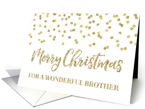 Gold Glitter Effect Confetti Merry Christmas for Brother card