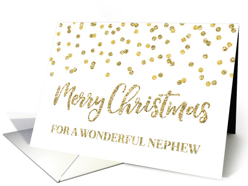 Gold Glitter Effect Confetti Merry Christmas for Nephew card (1449486)