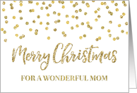 Gold Glitter Effect Confetti Merry Christmas for Mom card