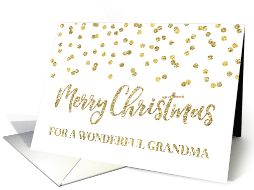 Gold Glitter Effect Confetti Merry Christmas for Grandma card