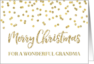 Gold Glitter Effect Confetti Merry Christmas for Grandma card