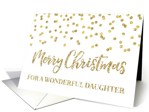 Gold Glitter Effect Confetti Merry Christmas for Daughter card