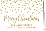 Gold Glitter Effect Confetti Merry Christmas for Daughter & Son-in-Law card