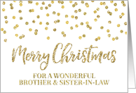 Gold Glitter Effect Confetti Merry Christmas Brother & Sister-in-Law card