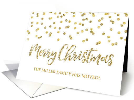 Gold Glitter Effect Confetti Merry Christmas New Address Custom card