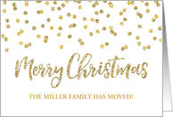Gold Glitter Effect Confetti Merry Christmas New Address Custom card