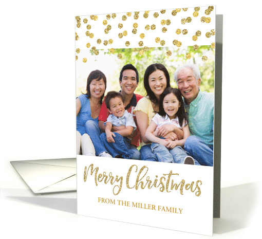 Gold Glitter Effect Confetti Merry Christmas Custom Photo card