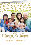 Gold Glitter Effect Confetti Merry Christmas Custom Photo card