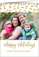 Gold Glitter Effect Confetti Happy Holidays Christmas Custom Photo card
