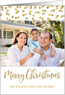 Gold Glitter Effect Confetti Merry Christmas We’ve Moved Photo card