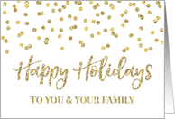 Gold Glitter Effect Confetti Happy Holidays Christmas card