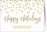 Gold Glitter Effect Confetti Happy Holidays Christmas Custom Business card