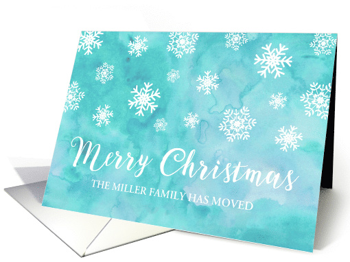 Turquoise Blue Watercolor Snowflake Merry Christmas We've... (1451930)
