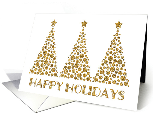 Gold Dots Christmas Trees Happy Holidays card (1536888)