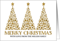 Gold Dots Christmas Trees Merry Christmas Custom Text card