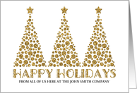 Gold Dots Christmas Trees Business Happy Holidays Custom Text card