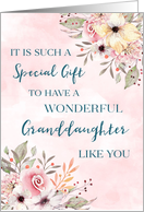 Pink Watercolor Flowers Granddaughter Birthday Card